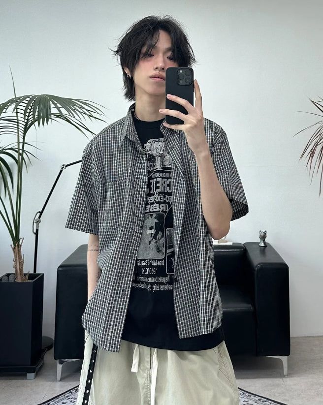 SATIIIZ（サティーズ）の「Etin Short Sleeve Check Shirt（Tops）」