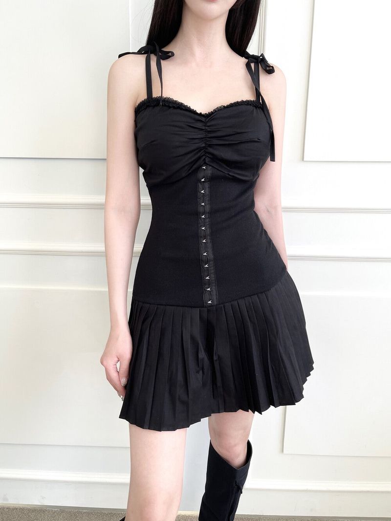 1116. Bella ribbon pleats mini ops (3color)
