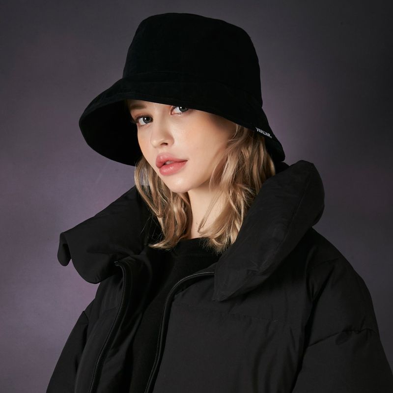 wide brim washing bucket hat black