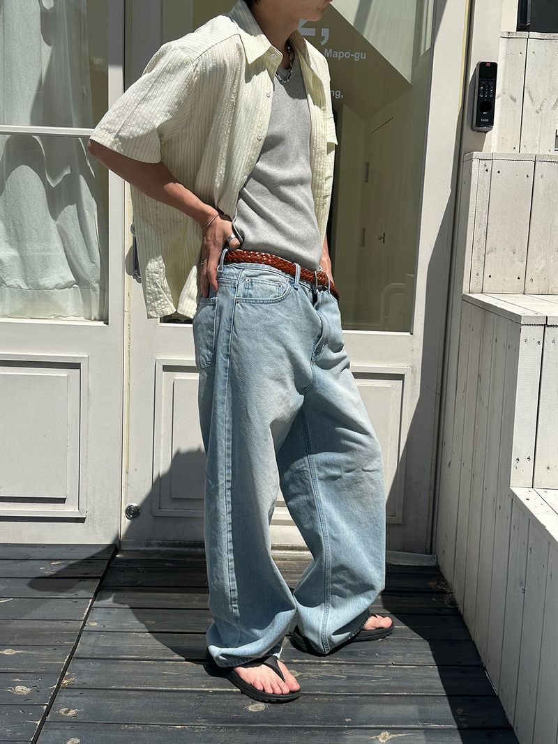 Stripe pocket half shirts(3color)