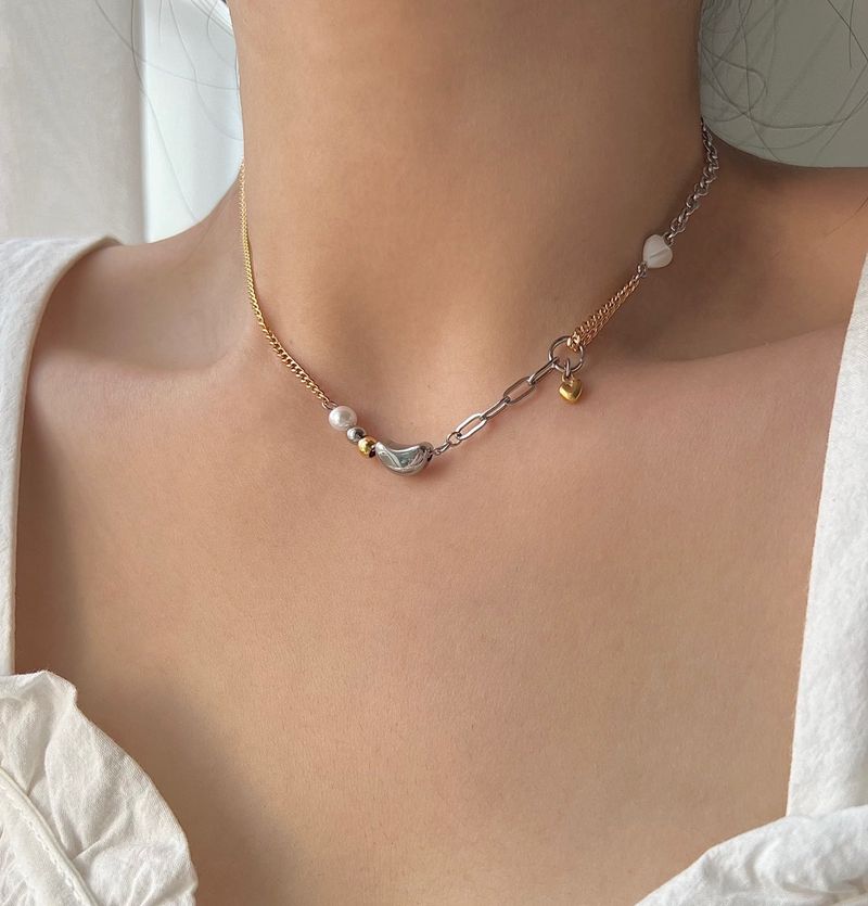 fx Stainless Steel Titanium Combination Mix Ball Heart Kitch Unique y2k Hip Necklace