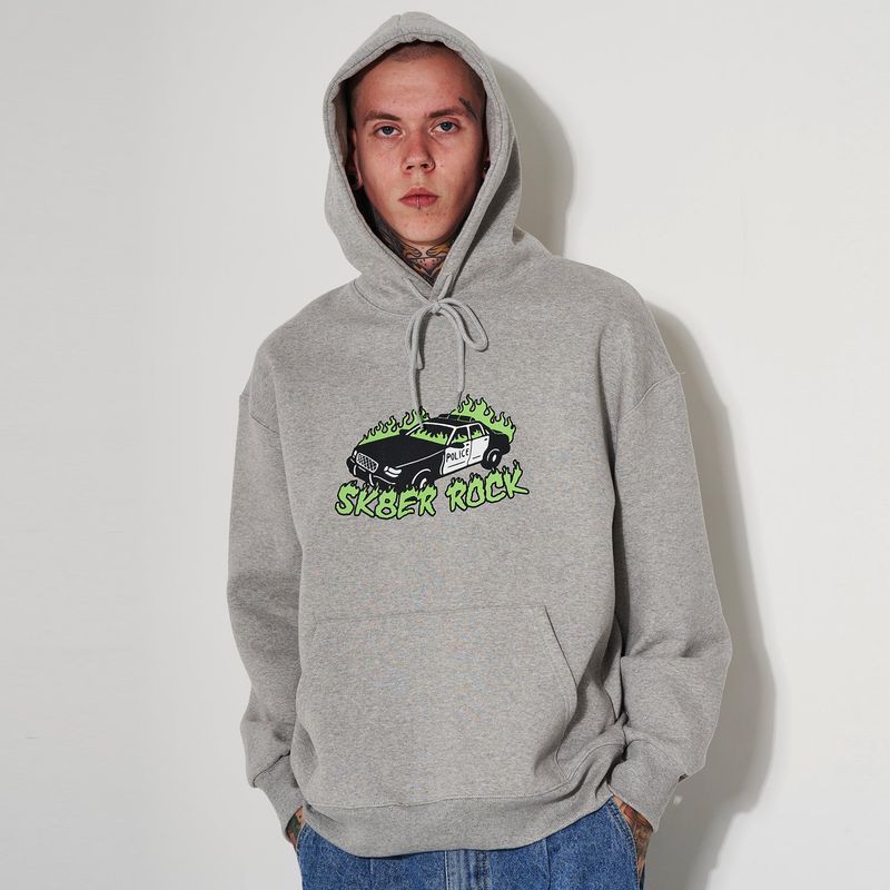 BURNING CAR HOODIE GRAY