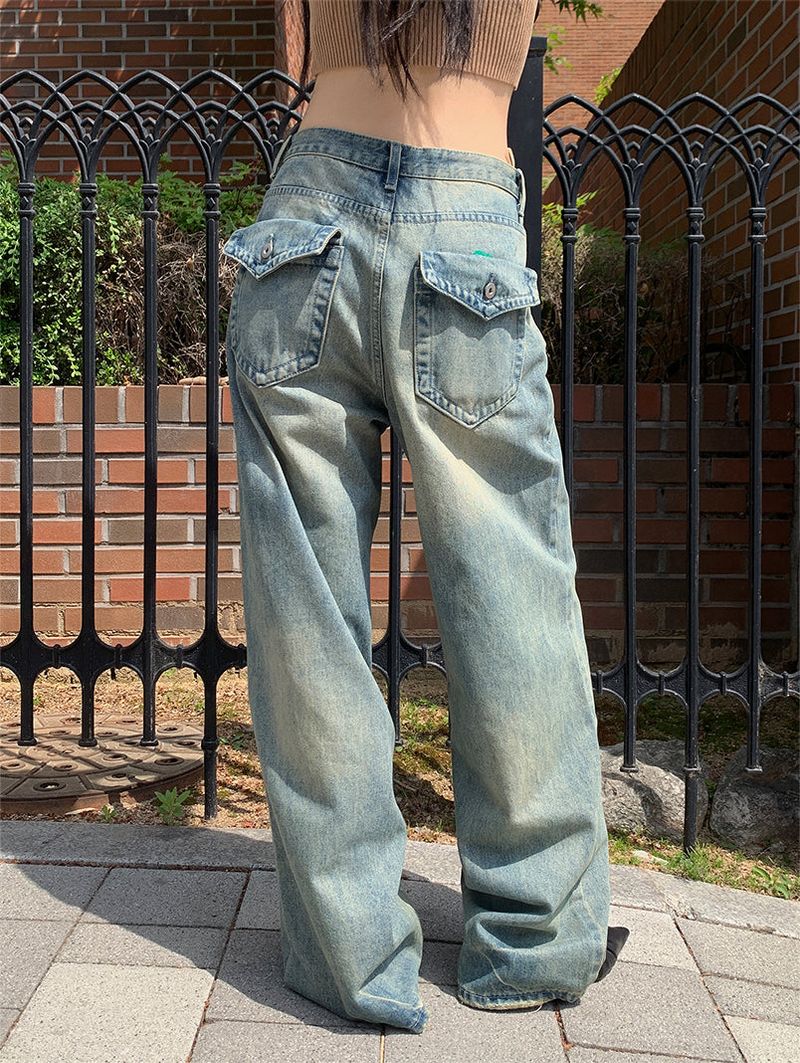 BACK POCKET WIDE JEANS
