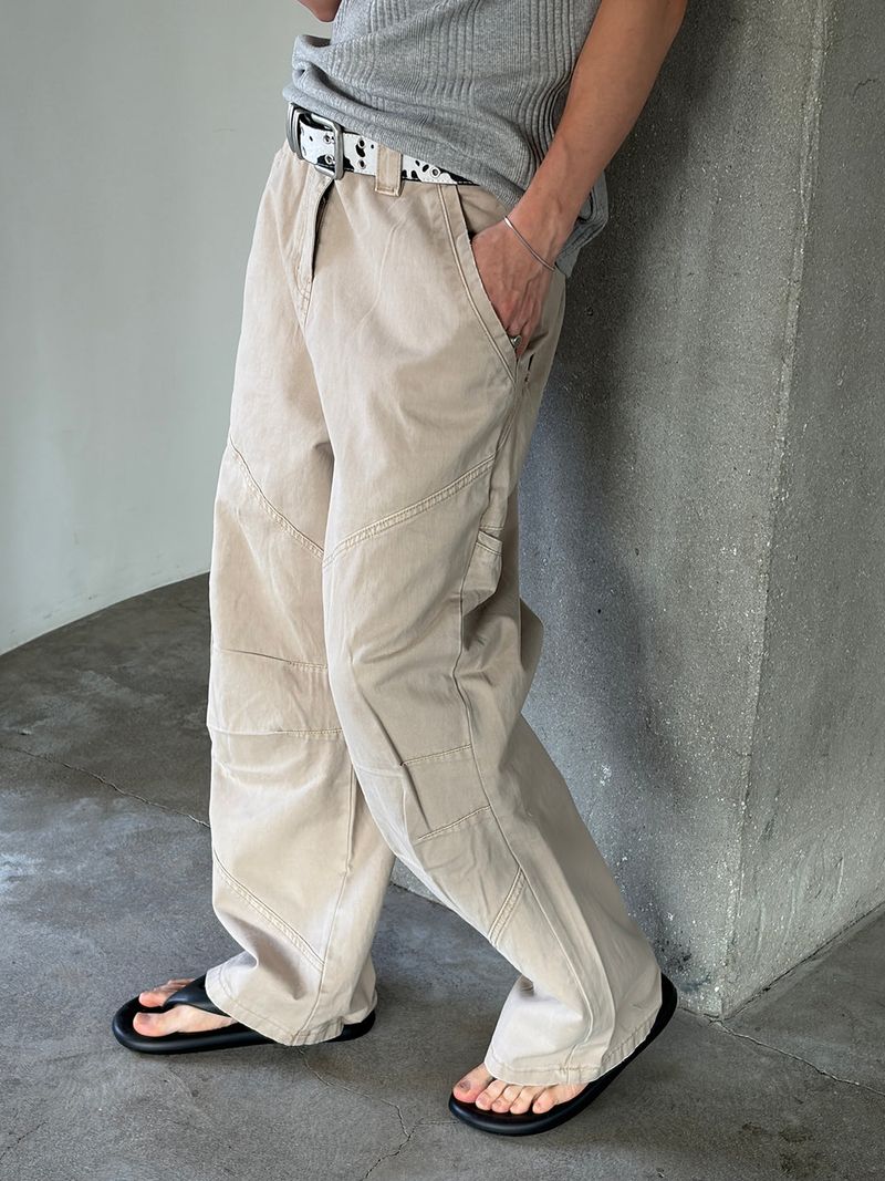 Sand dyeing curved cotton pants(3color)