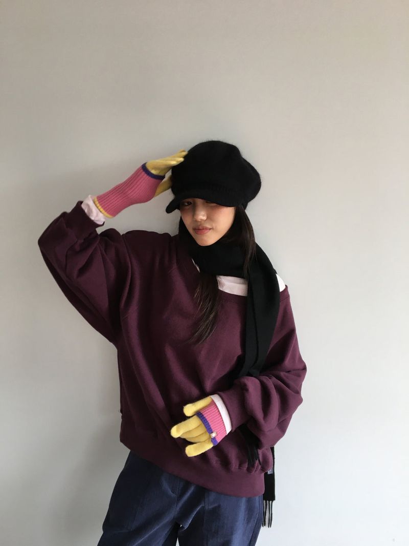 Mauve One-Shoulder Off Sweatshirt (2 Colors)