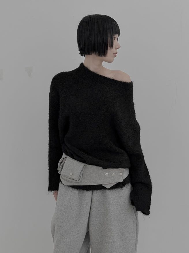 mnem（ムネム）の「Solid loose-fit one-off knit sweatshirt（Tops）」