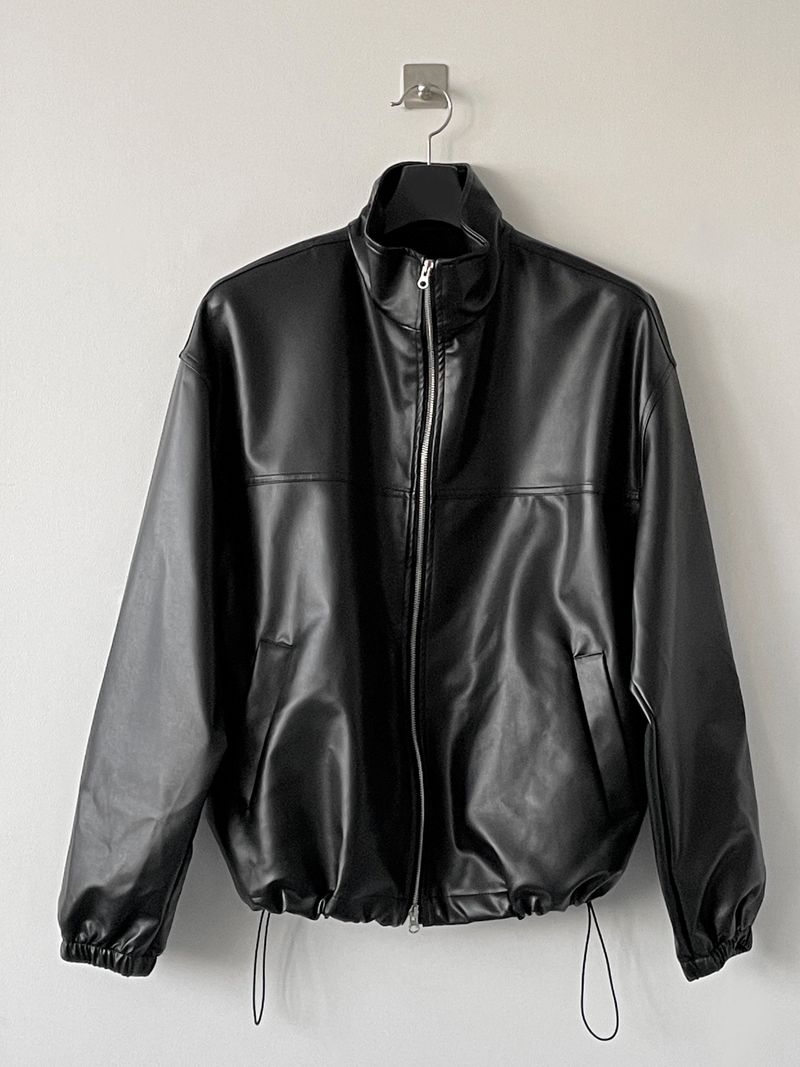 Simple leather string jacket