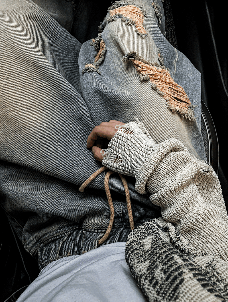 vintage washing butter denim pants
