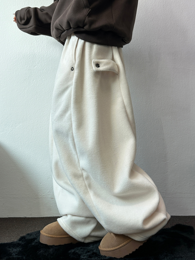 BOTH-SIDES FLEECE SNAP LONG PANTS 🧸🩵🤍6COLOR