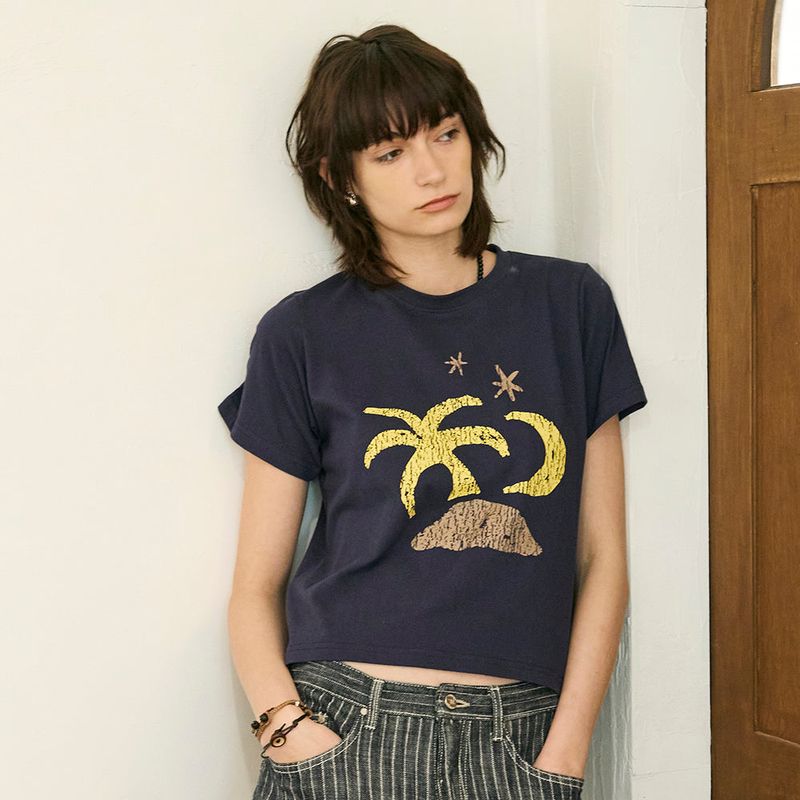 Tropical Half Sleeve T Navy