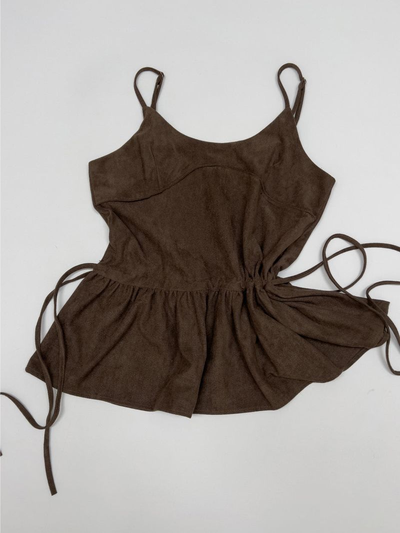 Frilled Suede Bustier