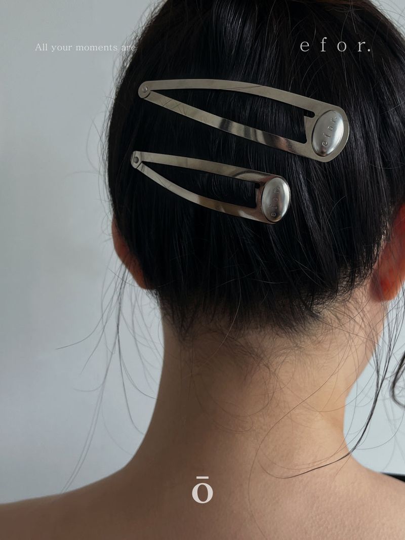 Logo Button Hair Pin 8cm