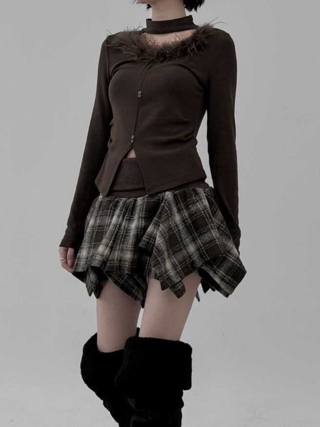 mnem（ムネム）の「Marie Fur Trimmed Choker Long Sleeve Top（Tops）」