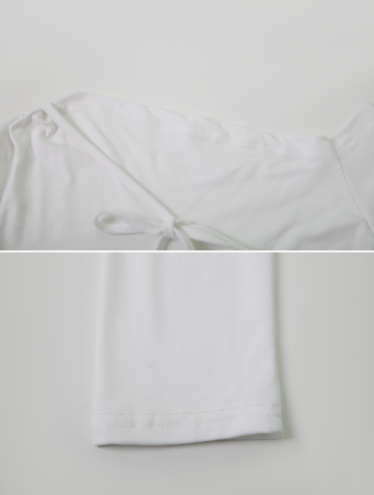 リボンストラップワンショルダースリムTシャツ (3color)