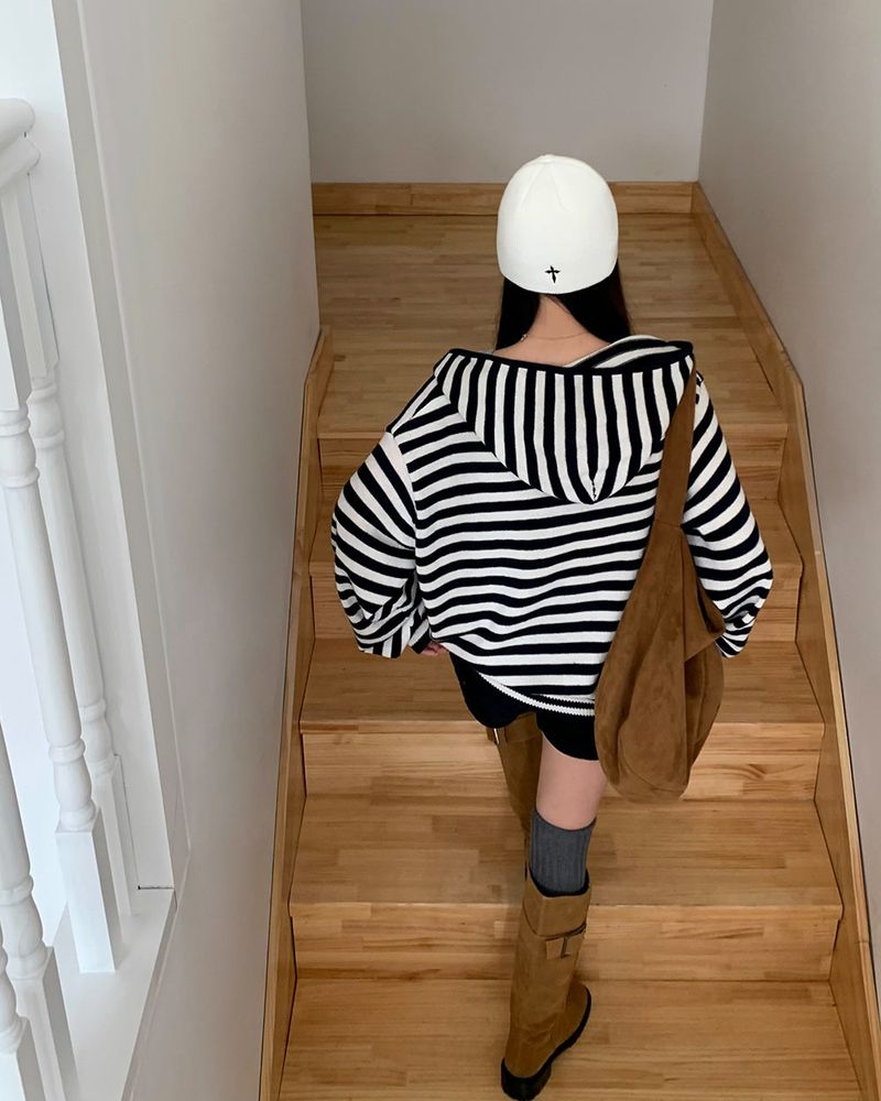 [MADE] Spell Food Border Knit Zip-Up