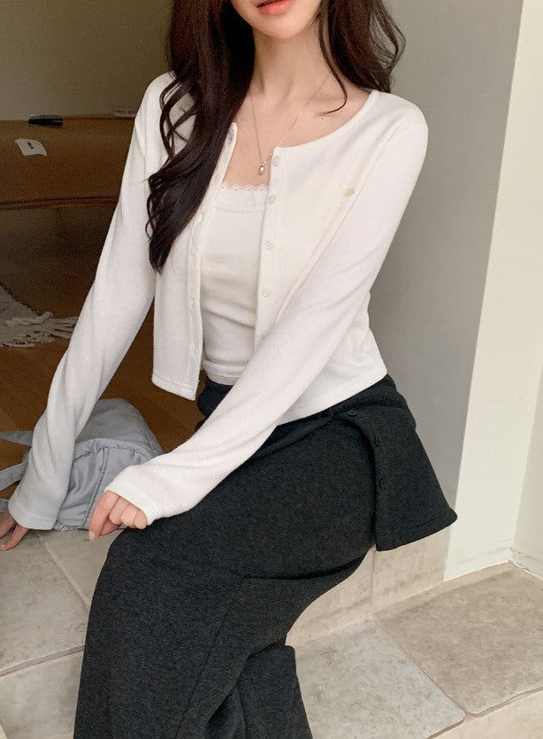 #Button Wrap Layered Skirt + Pants Set (2color)