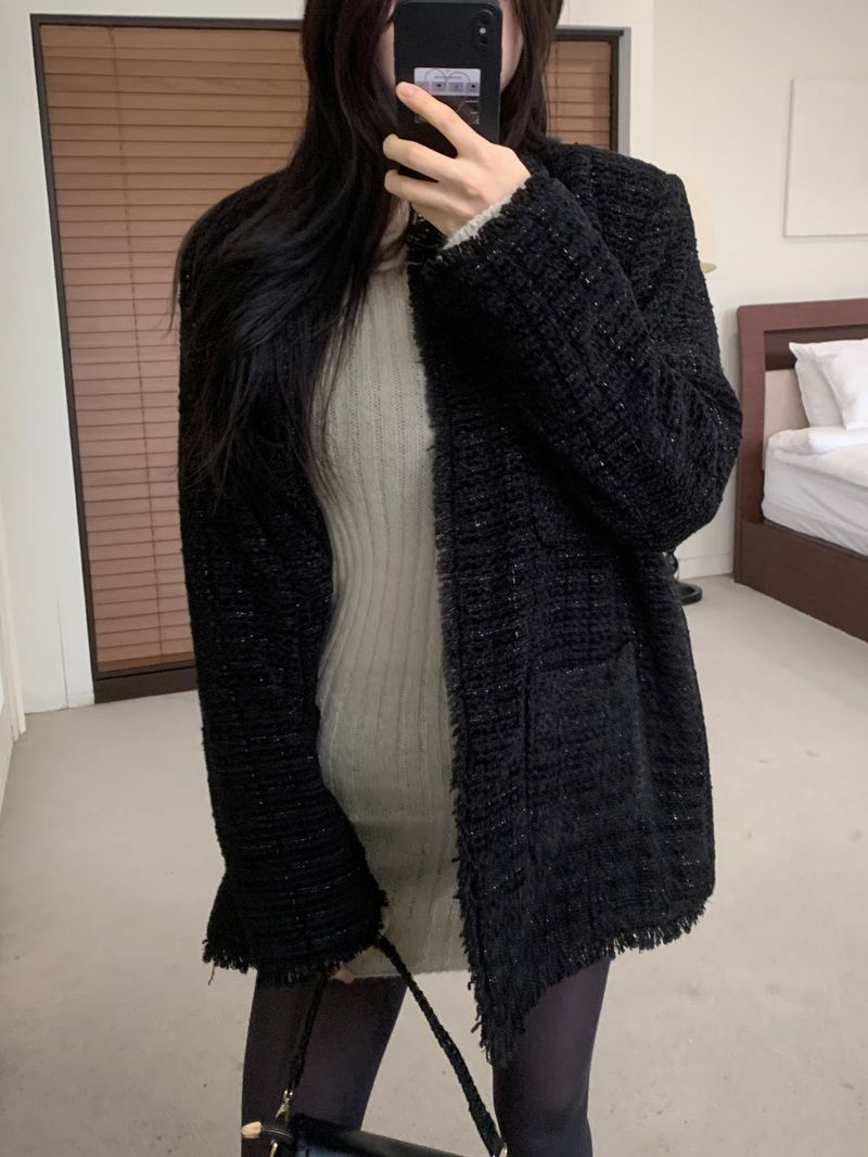 IF classic oversized tweed quilted jacket