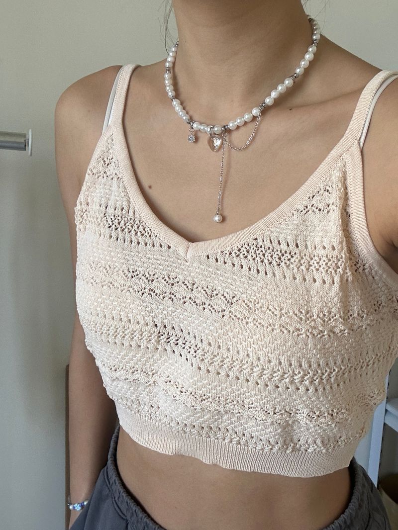 【MADE】Custom Letter Paper Clip Freshwater Pearl Necklace( 3 words)