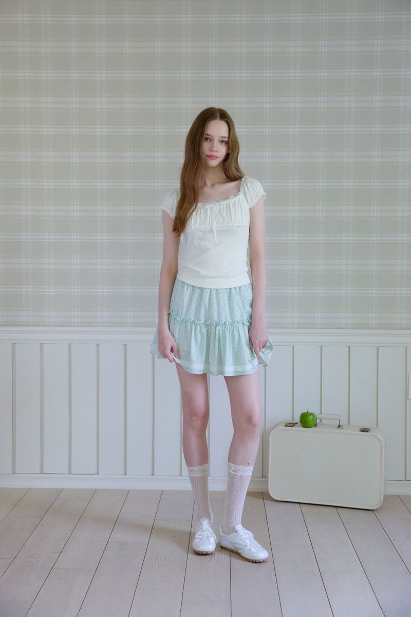 [2PCS 1SET] DEWY DOT LACE SOCKS