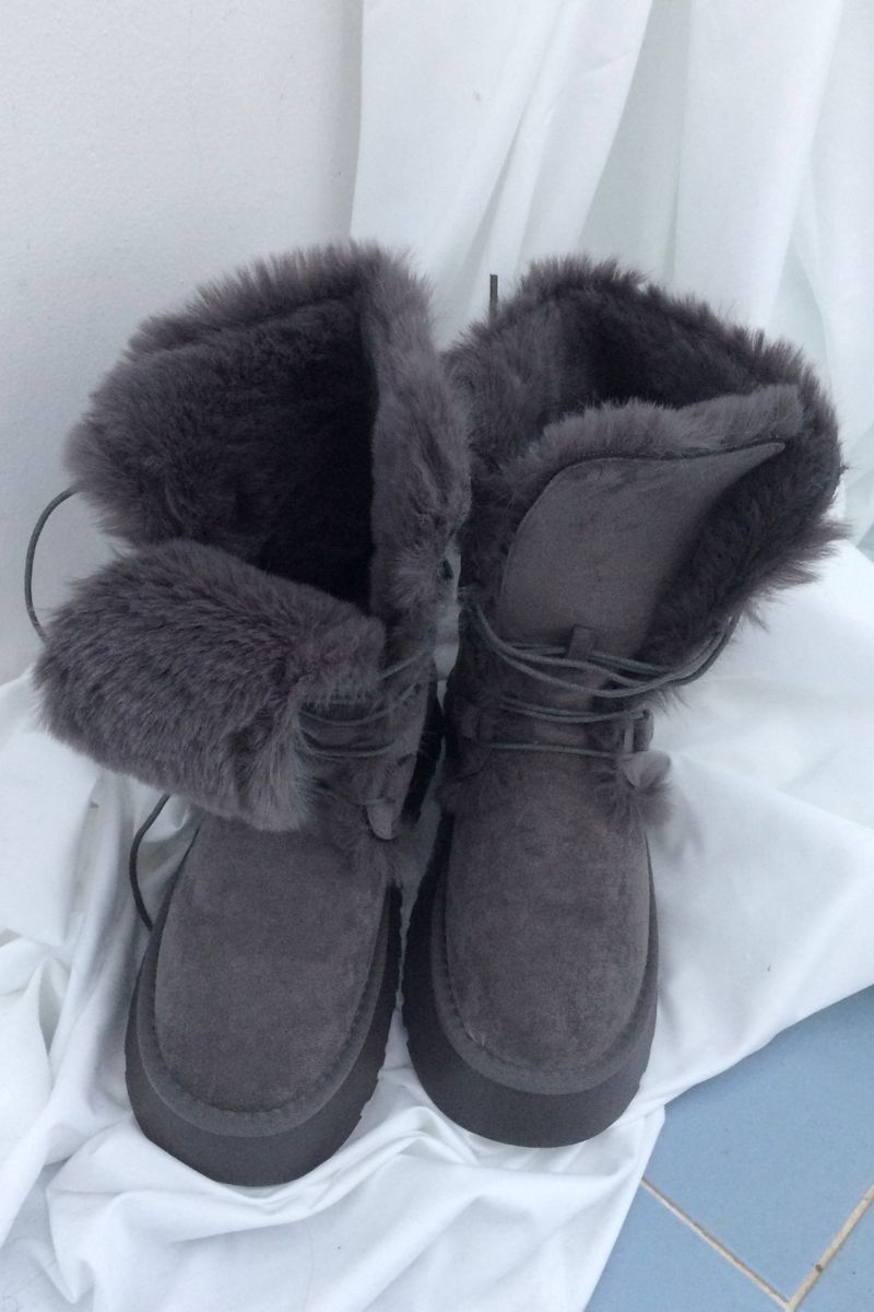 Suede Rabbit Fur Boots