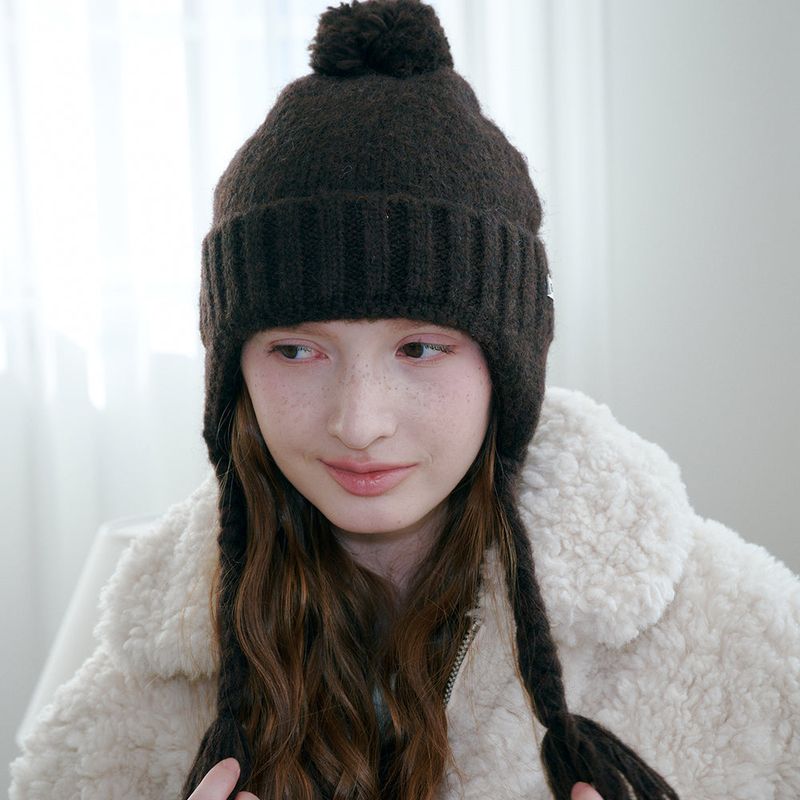 Folded Bell Earflap Beanie (Brown)