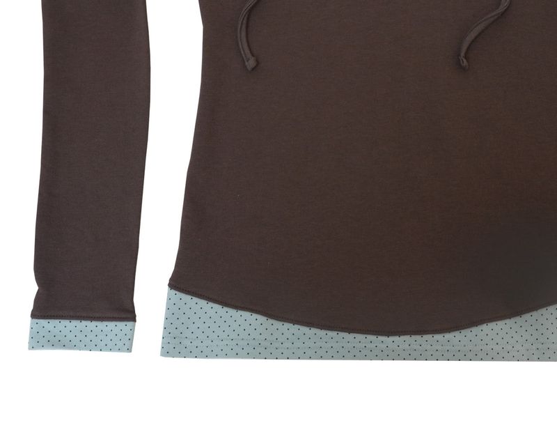 dot wrap layered hoodie / brown