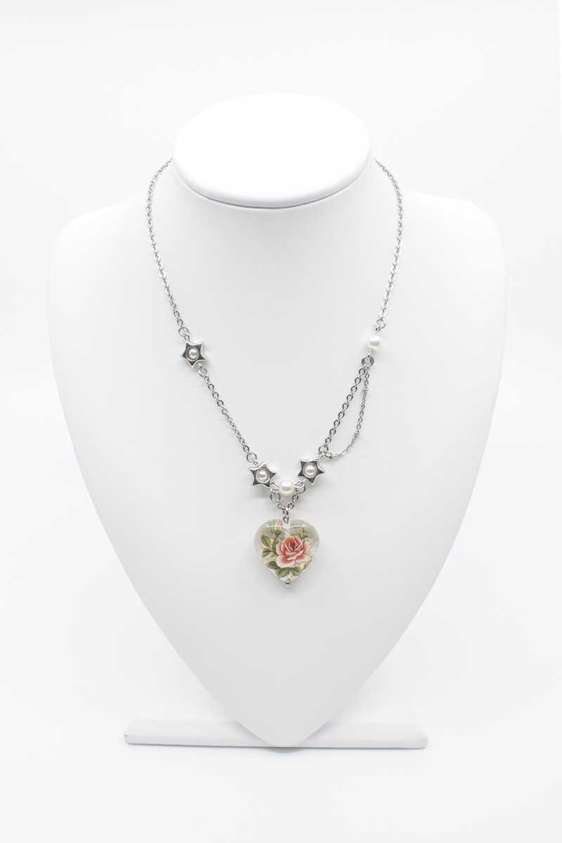 Flower love star necklace (Clear/Blue)