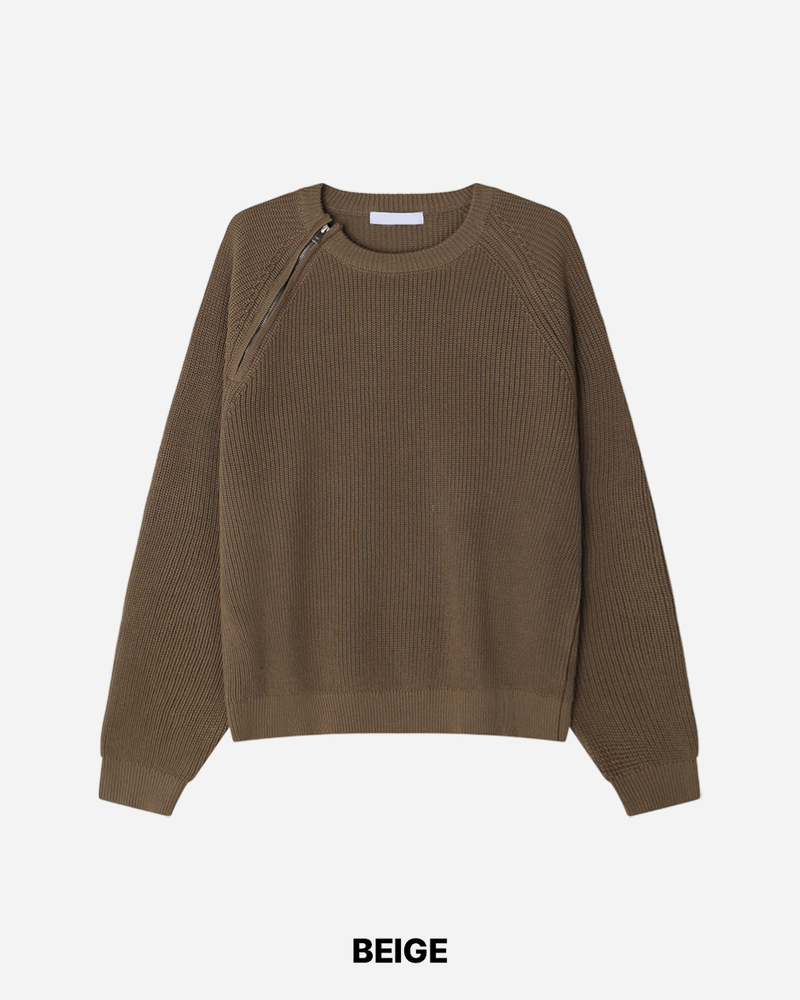 Sleek Zipper Round Knit