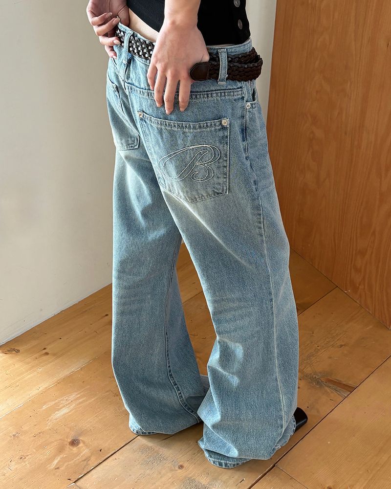 [ORIGINAL] Niel Logo Semi Bootcut Denim Pants