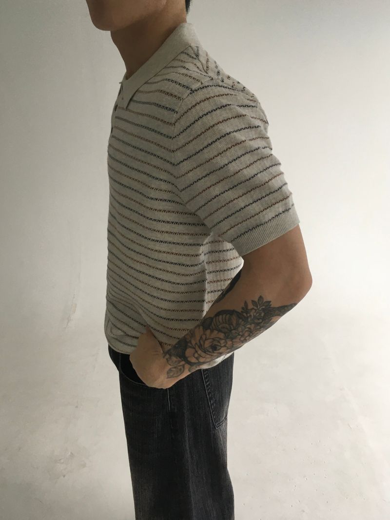 trico collar short sleeve(oatmeal)