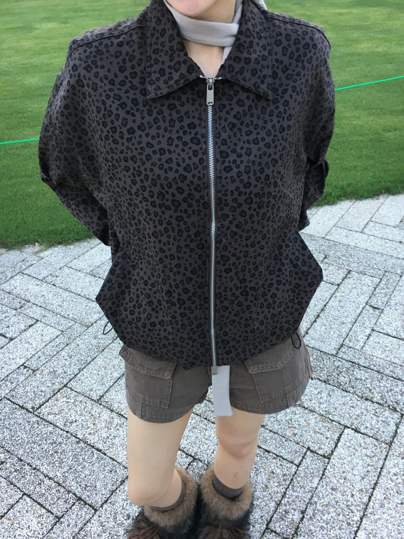 Rosel Leopard Crop Collar Jacket (2c)