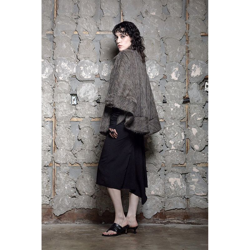 HAIRY BELTED CAPE COAT