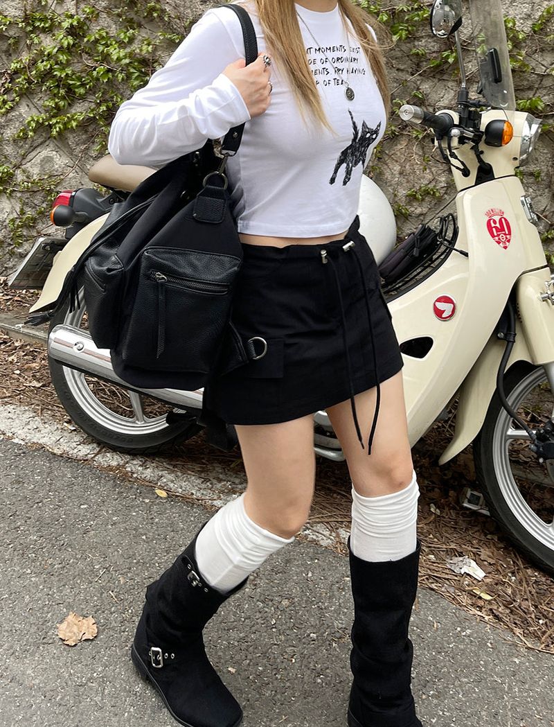 nylon low string mini skirt