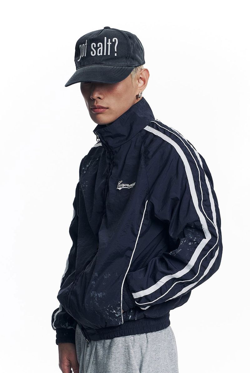 Dirty Nylon Piping Track Jacket - Navy