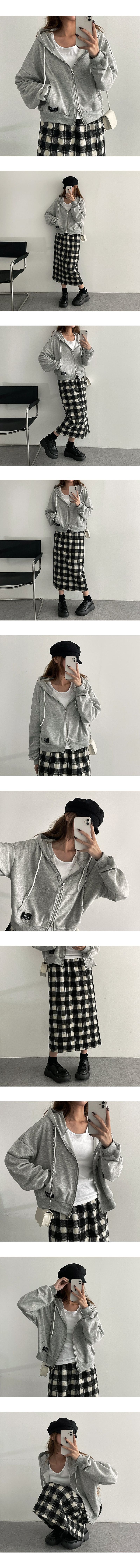Carball Back Slit Checkered Banding Long Skirt