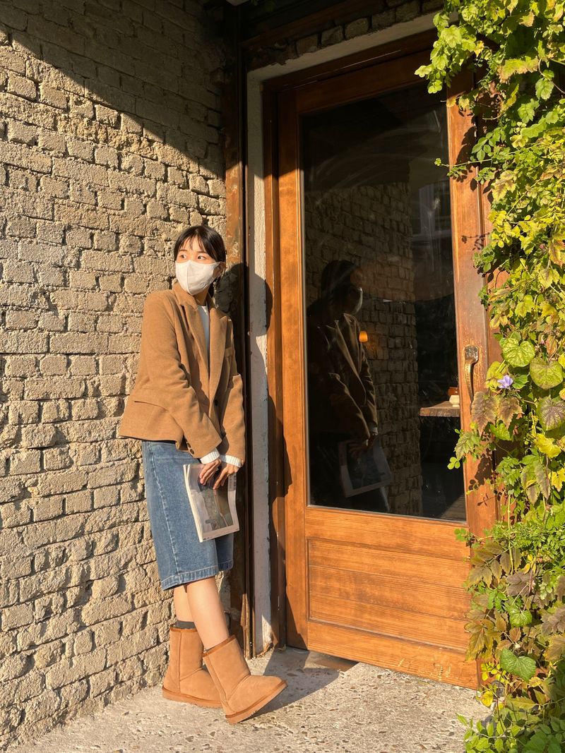 Muse wool collar short coat