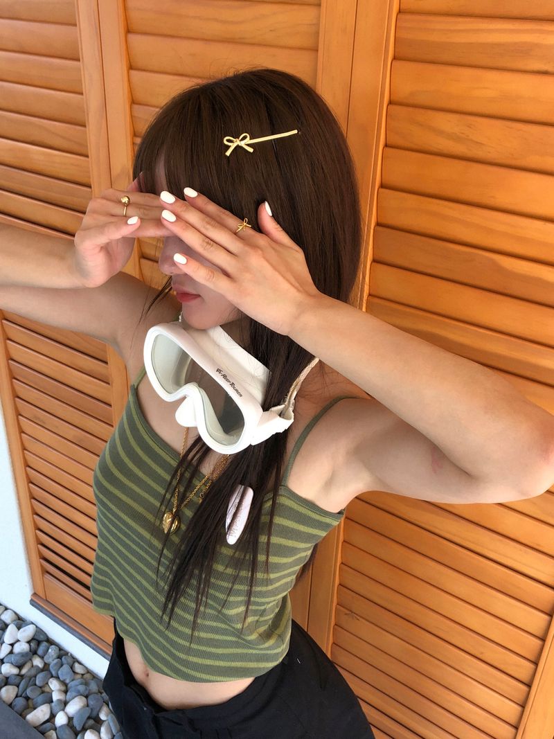 Simi ribbon hair pin (Gold / Select side)