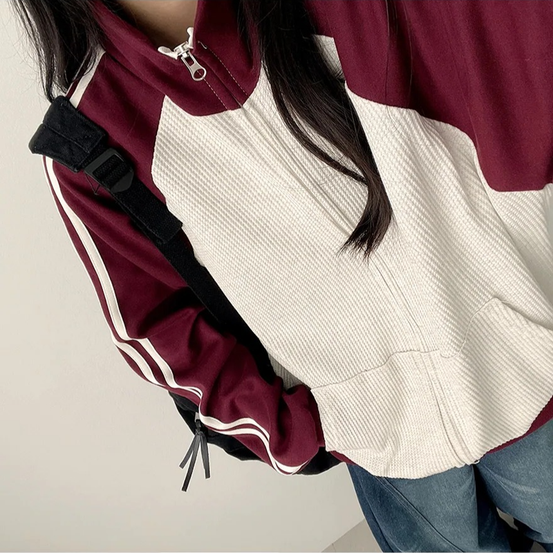 Waffle Two Tone Mix Nagrang Track Zip-Up