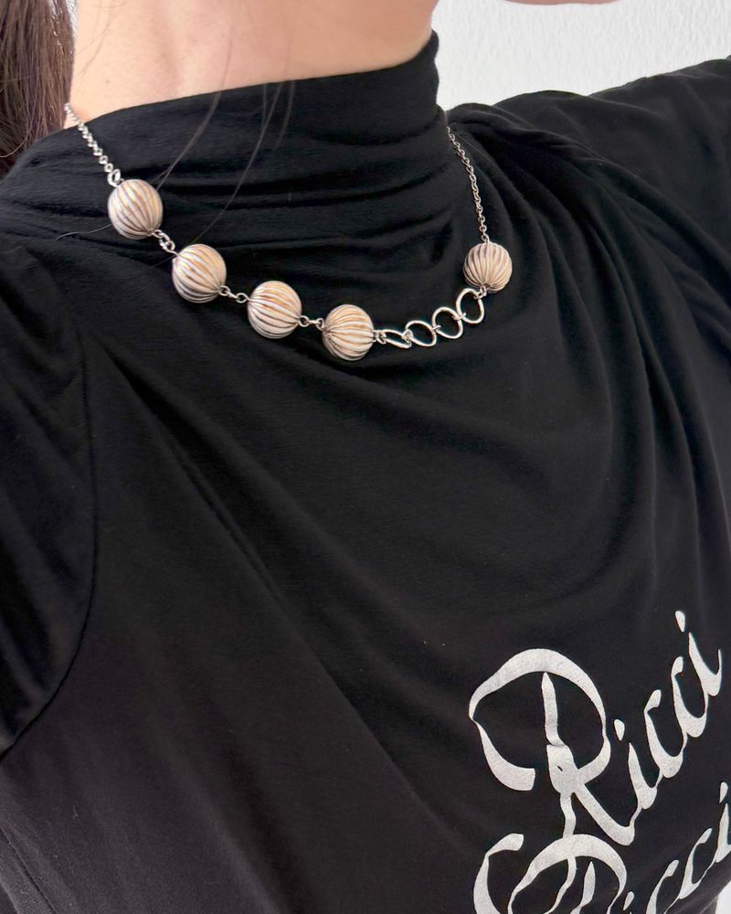 [MADE] Stripe Ball Necklace (silver)