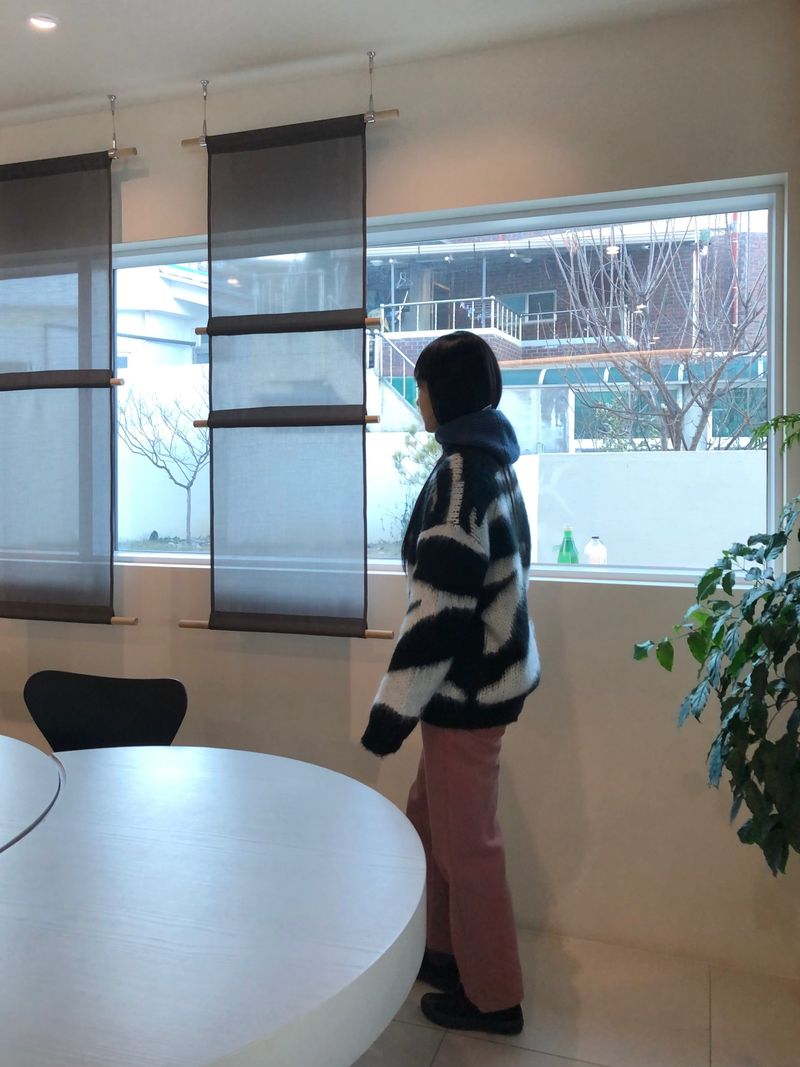 Printing wave mohair knit