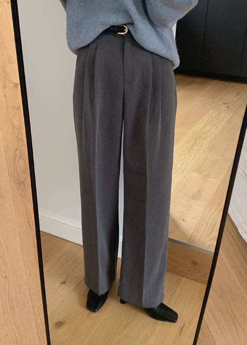 luch wool pintuck wide slacks