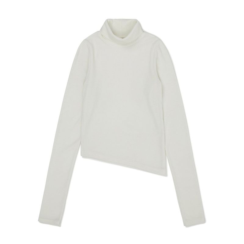 スリムフィットアンバランスタートルネック / Slim-fit Unbalance Turtleneck [WHITE]