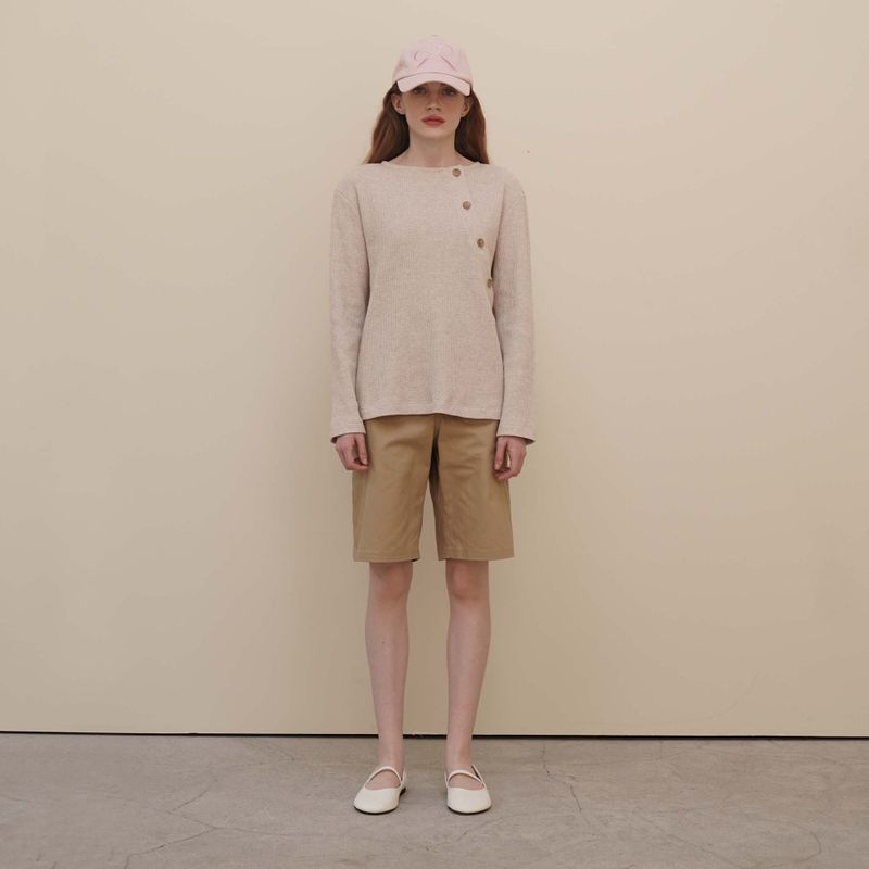 Oat Waffle Button Tee