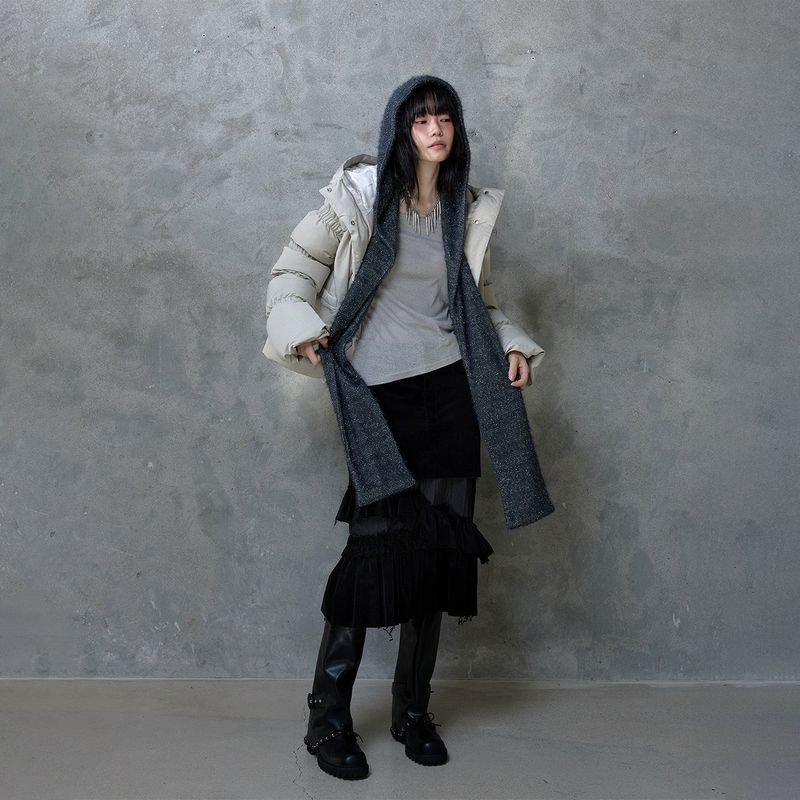 MISTY GLITTER HOODED SCARF
