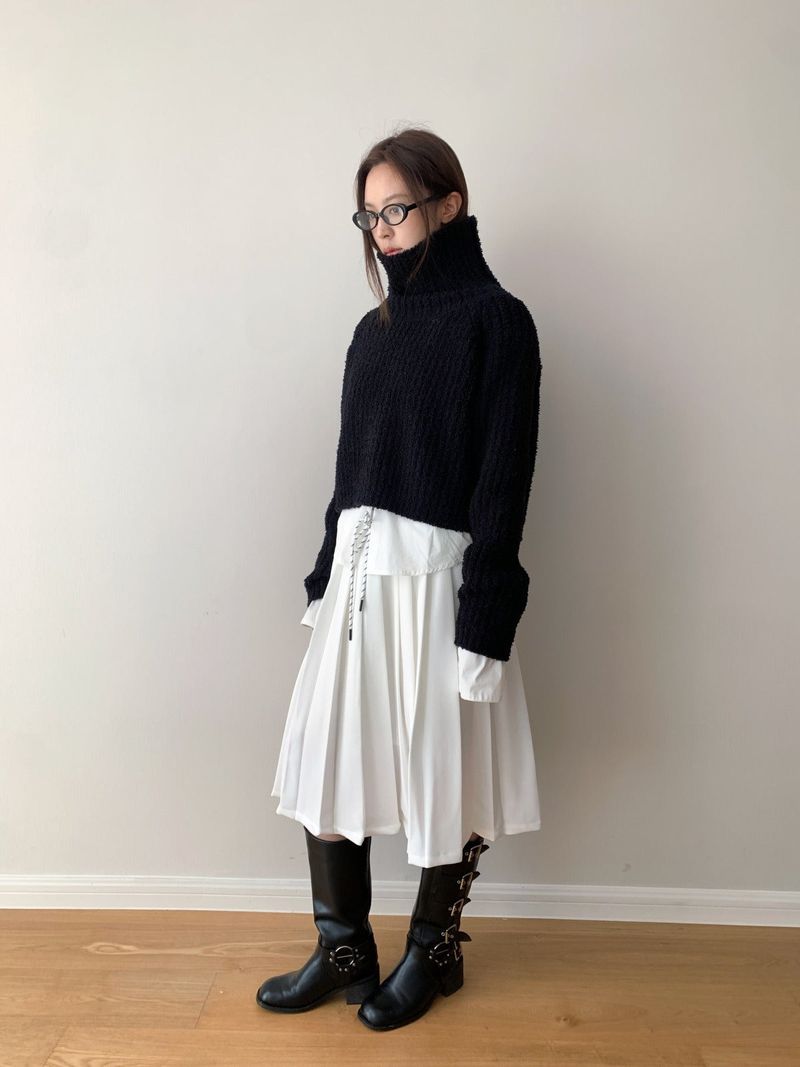 Academy Midi Pleats Banded Waist Skirt
