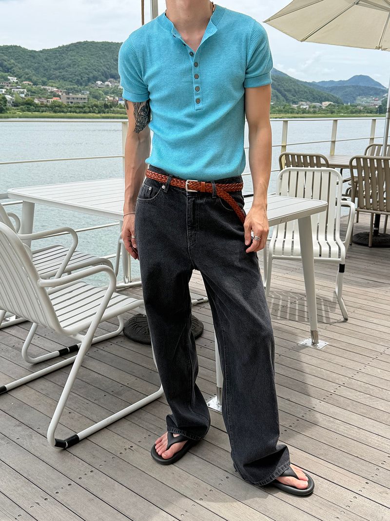 Ocean washed wide denim pants(3color)