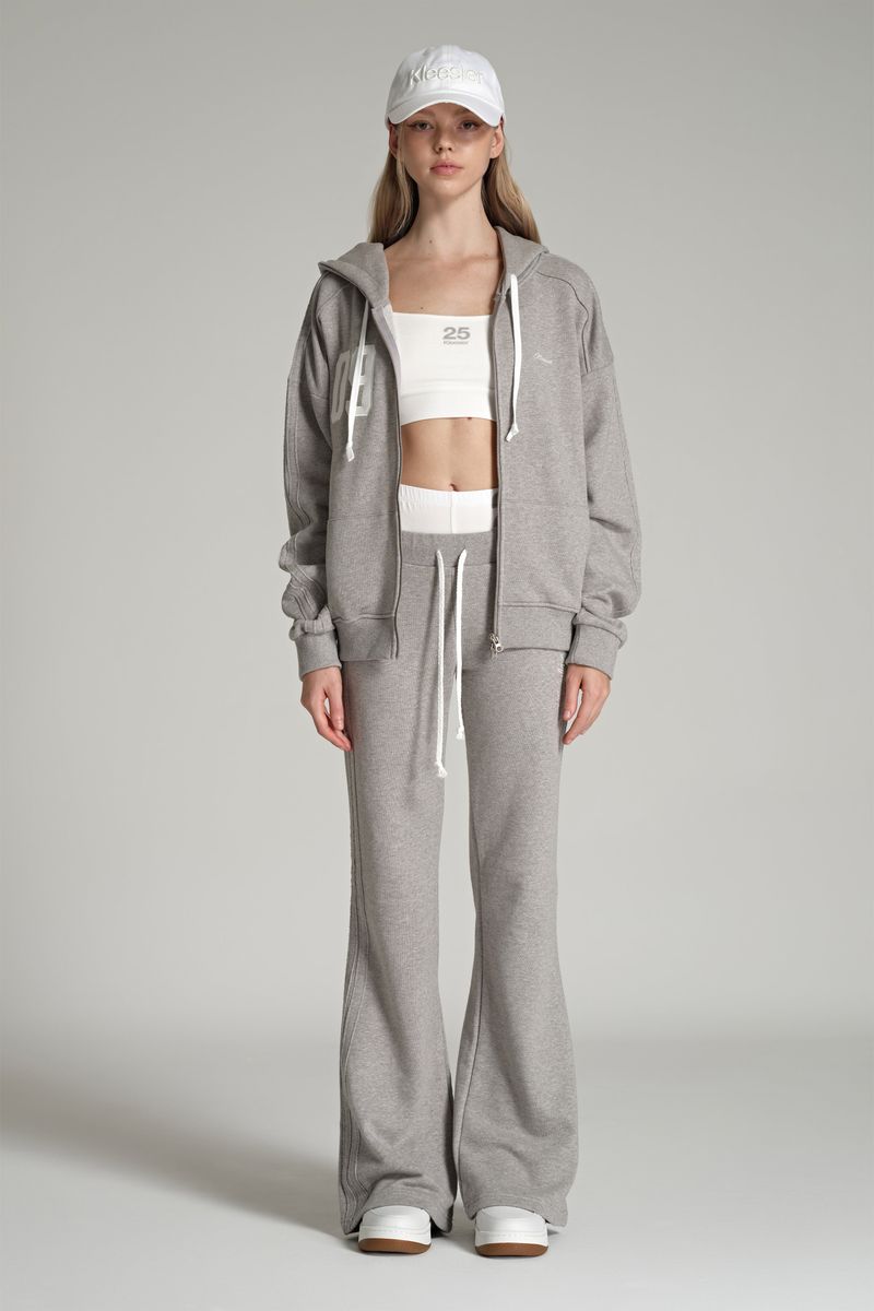 09 Numbering hooded zip-up, Gray
