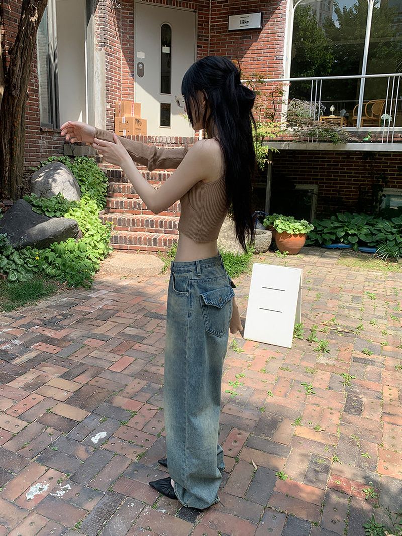 BACK POCKET WIDE JEANS