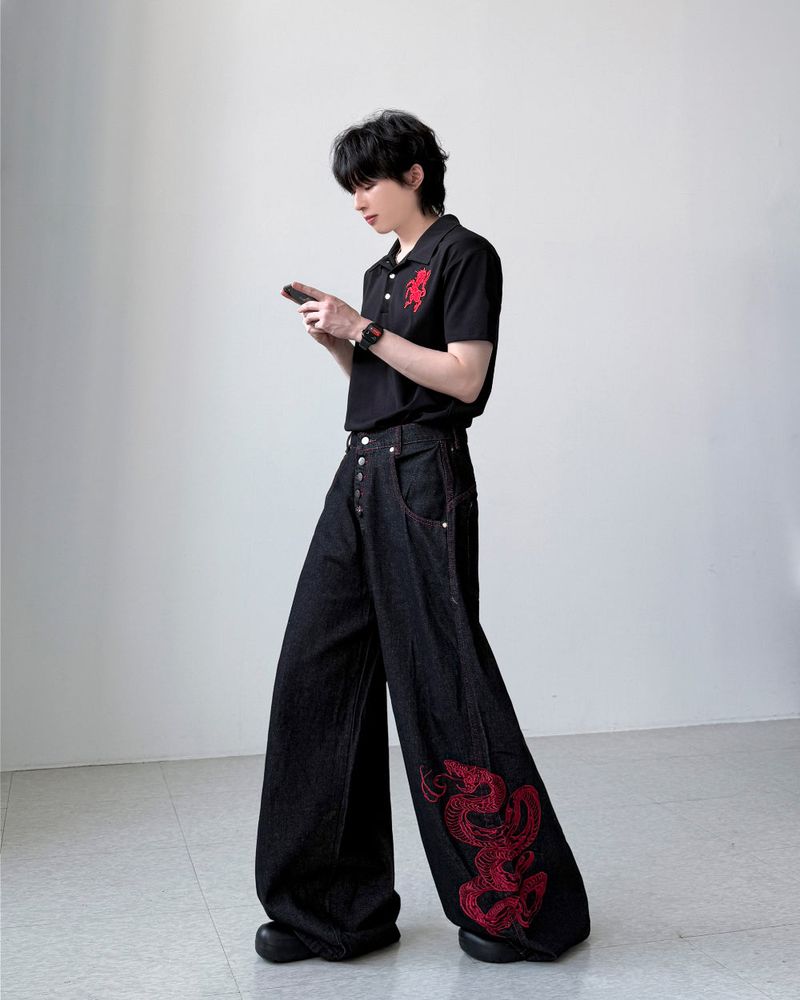 Serpent Black Wide Denim