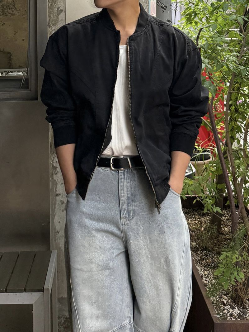 Dying washing cut varsity jacket
